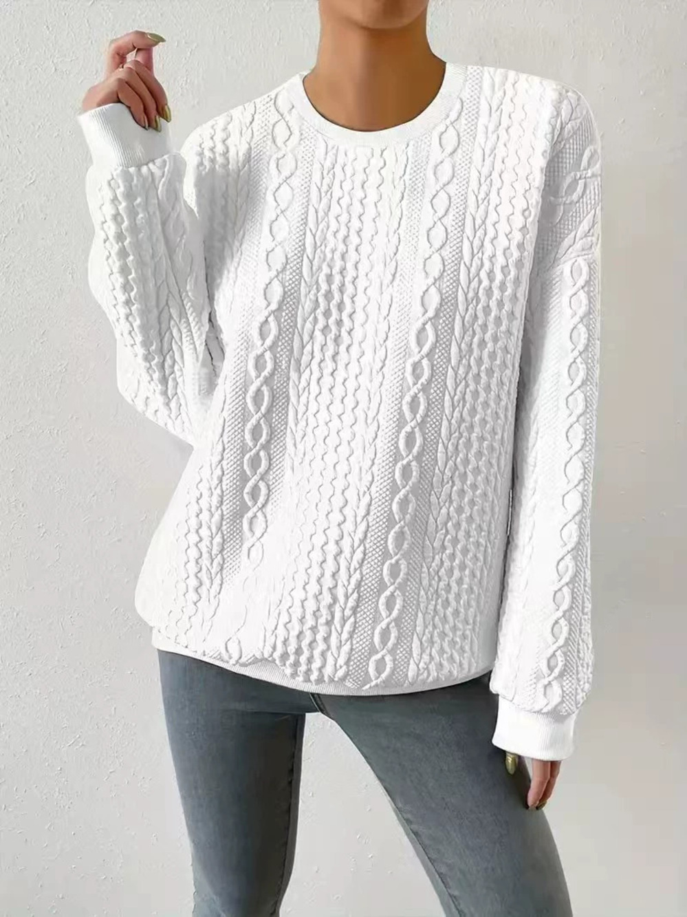 Forever 21 Spring Autumn Loose Round-Neck Long-Sleeve Sweatshirt Lazy Style